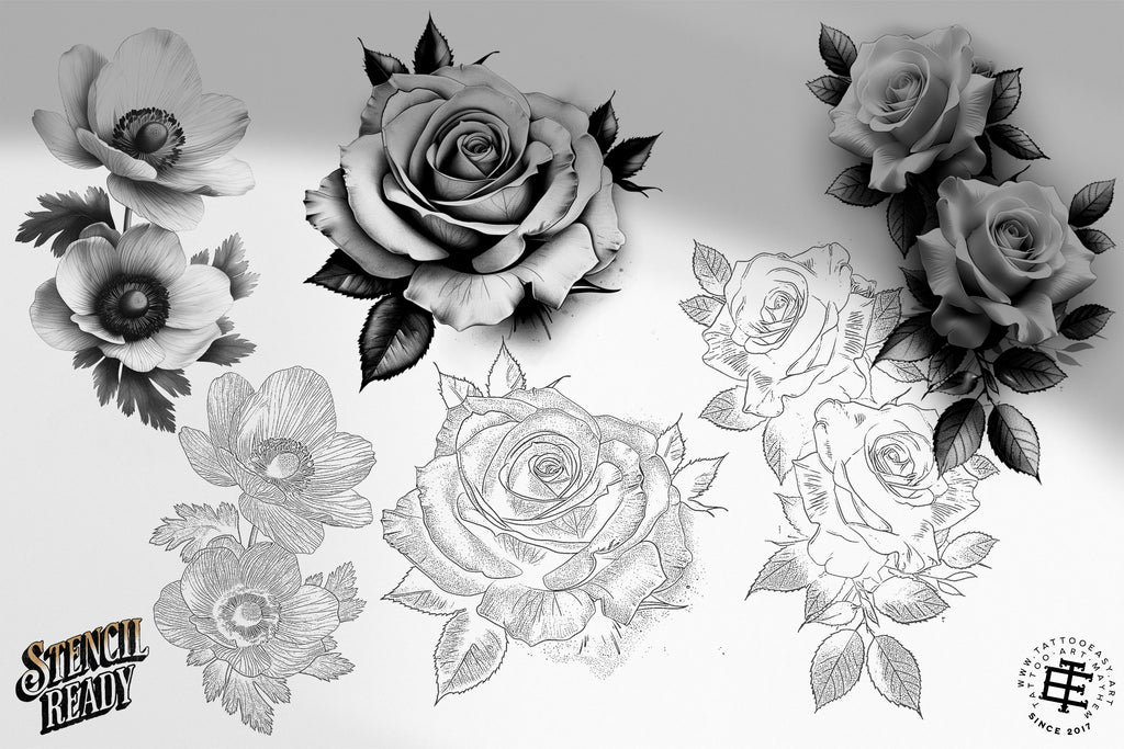 Flower realism, 100+ custom made flower designs, Procreate stamps, png & stencils included