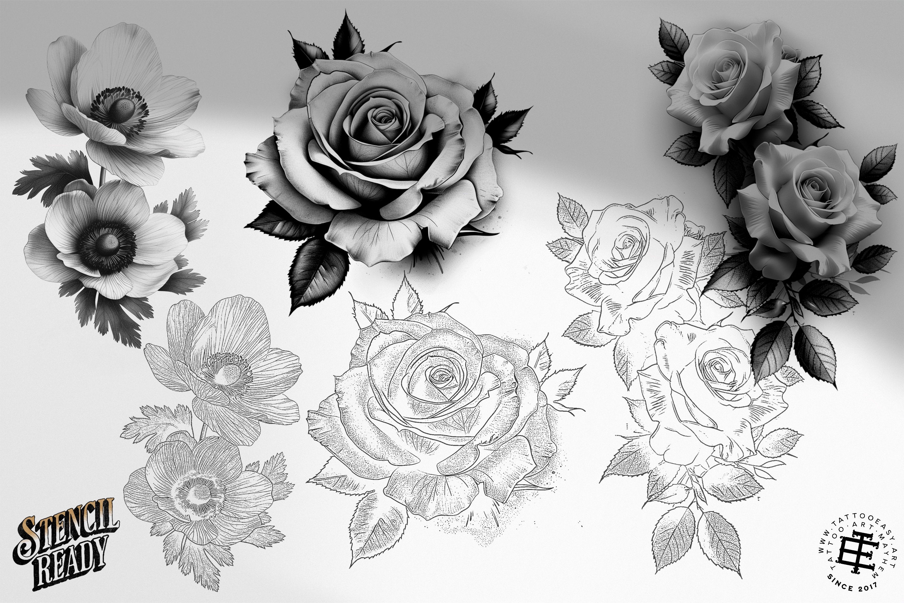 Flower realism, 100+ custom made flower designs, Procreate stamps, png & stencils included