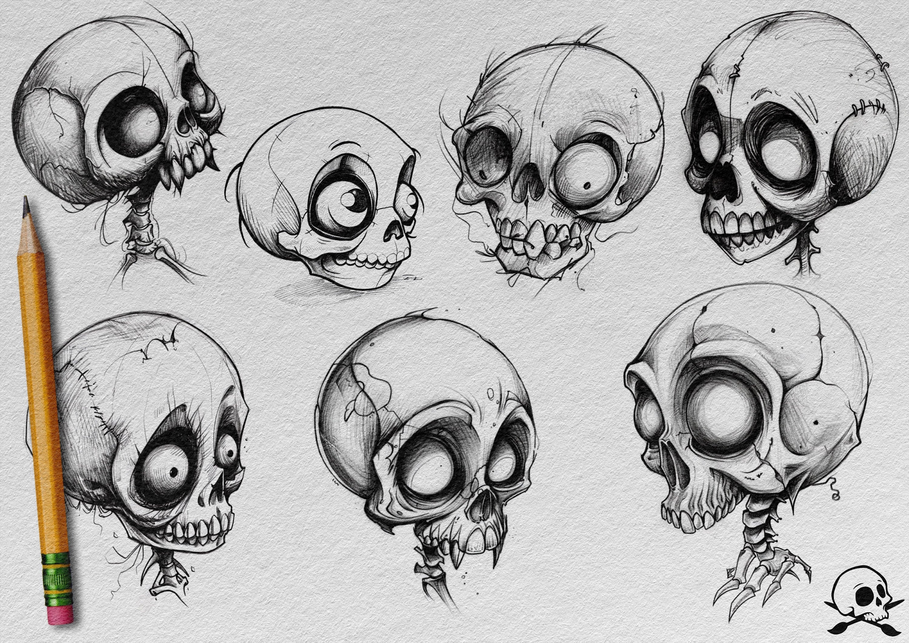 Skull Sketchbook: 500+ Procreate Stamps, Tattoo Art Reference (Digital Download)