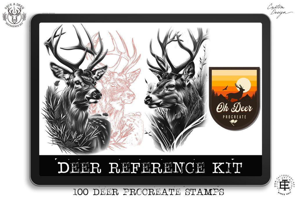 Deer Tattoo Stencils for Procreate: Unique Artist Reference (Digital Download)