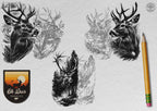 Deer Tattoo Stencils for Procreate: Unique Artist Reference (Digital Download)