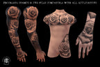 Rose Tattoo Design Kit: Procreate Stamps, Stencils (150+ PNG Files)