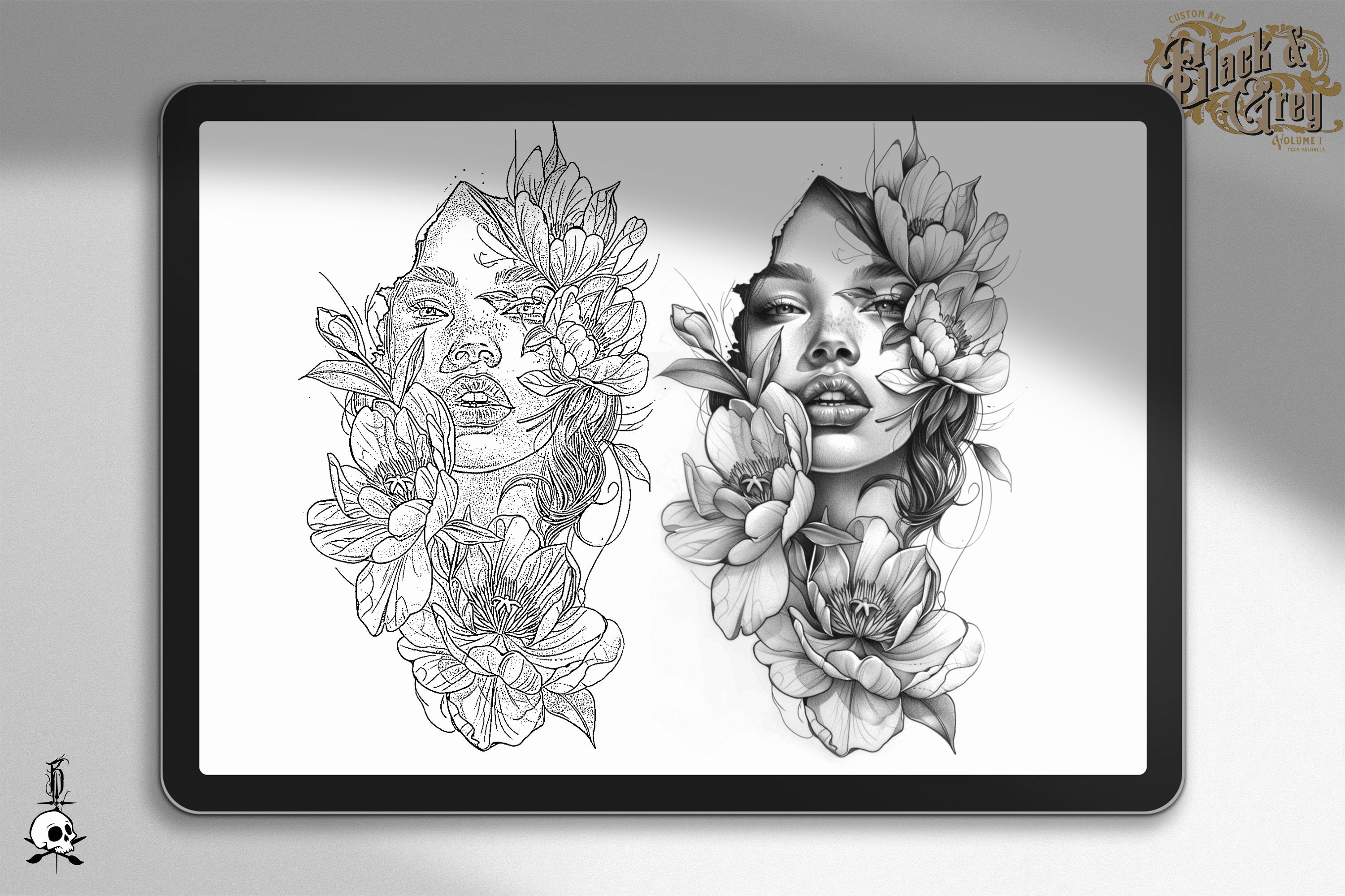 Black & Gray Tattoo Stencils: 155 Procreate Brushes (Digital Download)