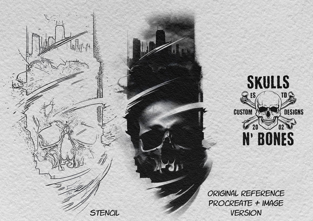 Tattoo references / Tattoo construction , 200 skull designs +ready made stencils, 100% custom art