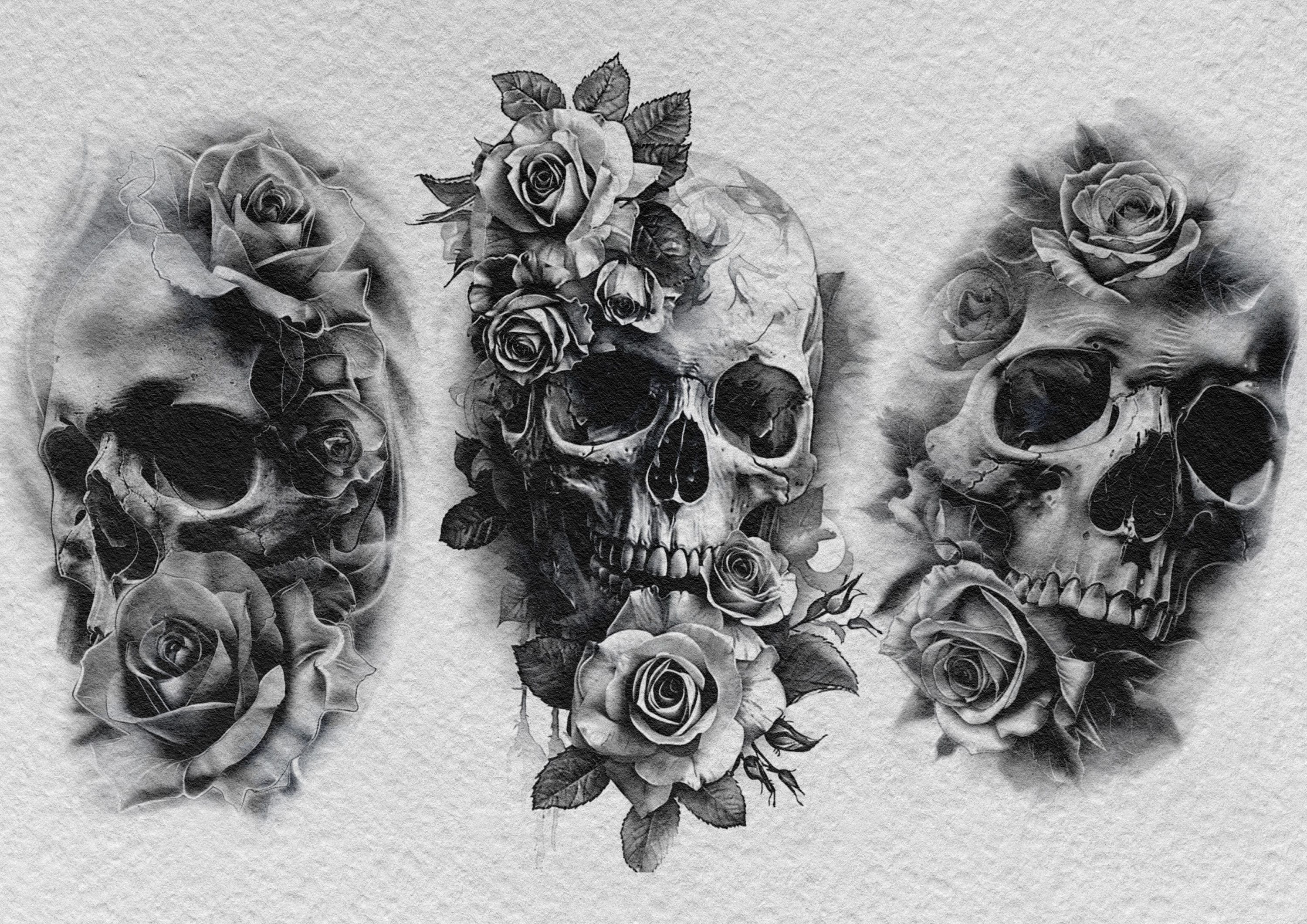 Tattoo references / Tattoo construction , 200 skull designs +ready made stencils, 100% custom art