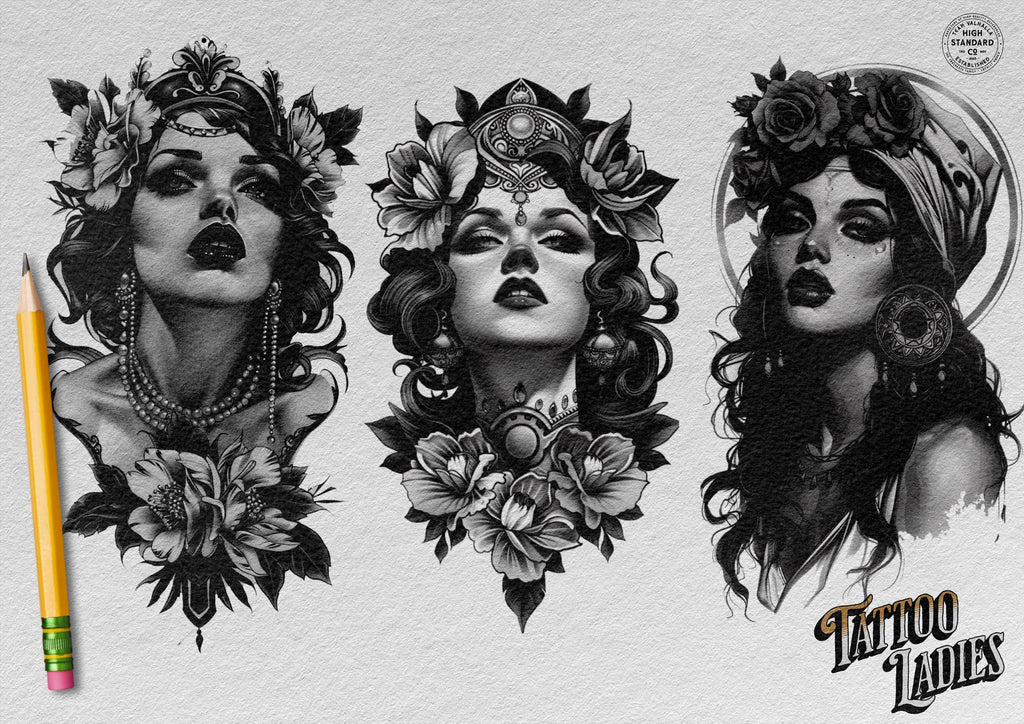The lady design kit, 200+ custom made tattoo references & stencils