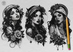 The lady design kit, 200+ custom made tattoo references & stencils