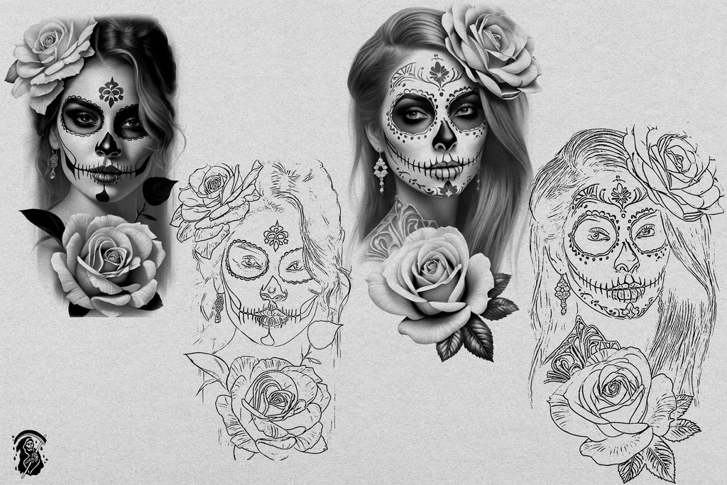 La Catrina 120 designs, 60 references ( + 60 stencils ) custom made art