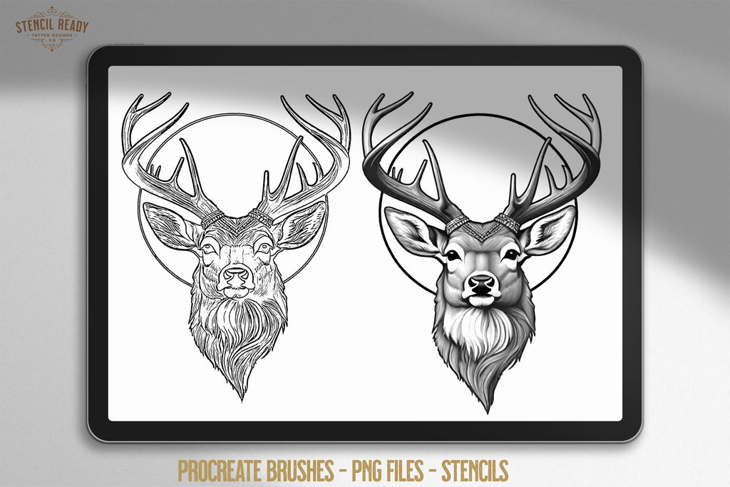 Deer Tattoo Stencils for Procreate: Unique Artist Reference (Digital Download)