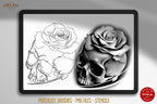 Custom art, Skulls and Flowers, 60+ designs & stencils included, 100% unique references