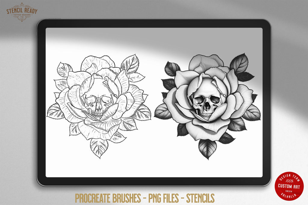 Custom art, Skulls and Flowers, 60+ designs & stencils included, 100% unique references