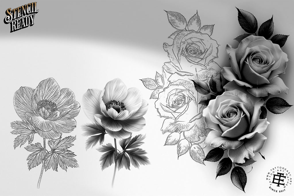 Flower realism, 100+ custom made flower designs, Procreate stamps, png & stencils included