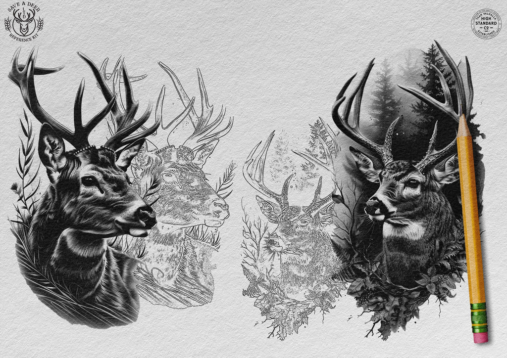 Deer Tattoo Stencils for Procreate: Unique Artist Reference (Digital Download)