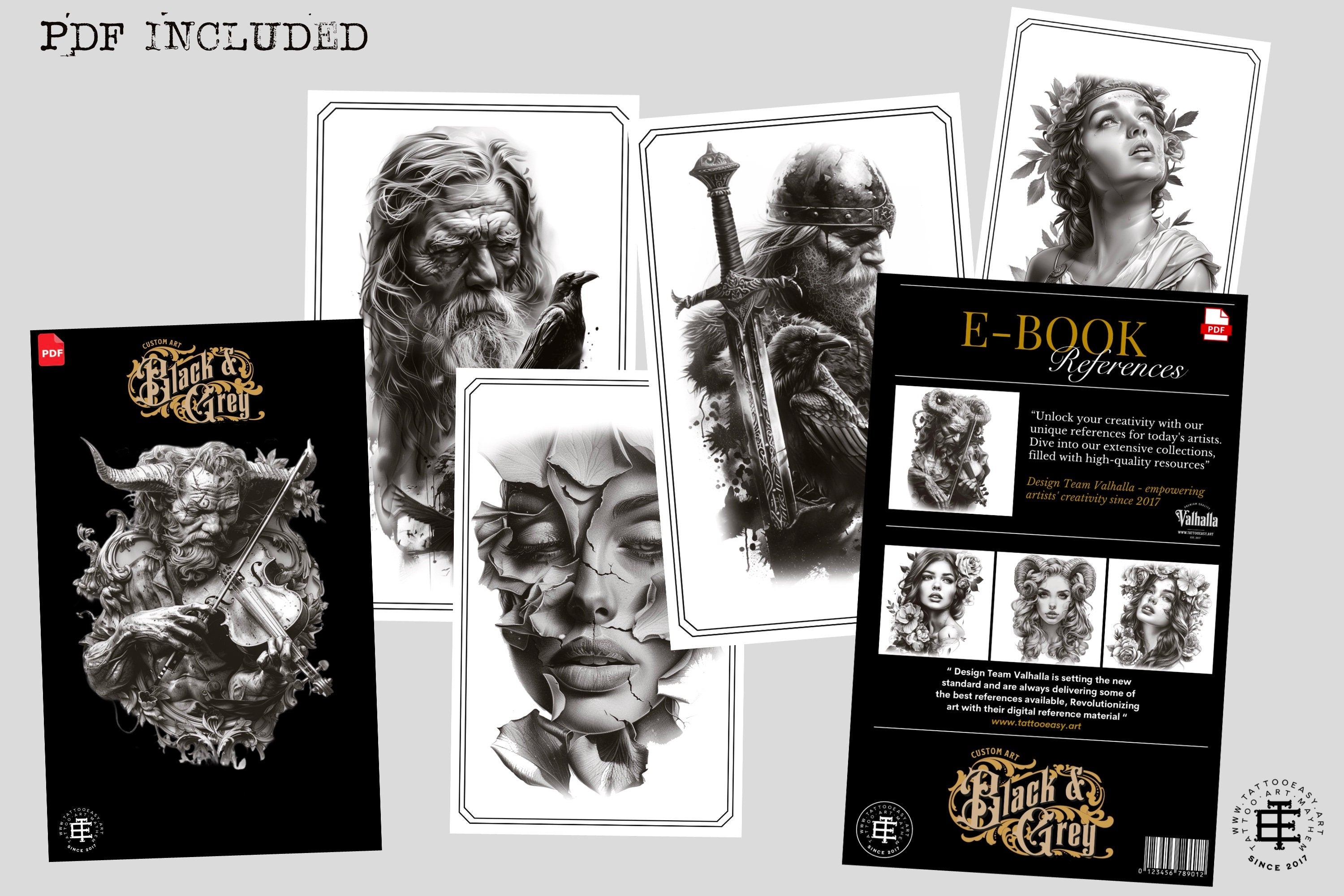Black & Gray Tattoo Stencils: 155 Procreate Brushes (Digital Download)