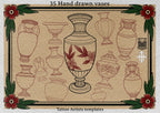 Procreate tattoo art, 35 vases drawn by hand ~ ready made tattoo templates