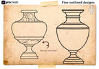 Procreate tattoo art, 35 vases drawn by hand ~ ready made tattoo templates