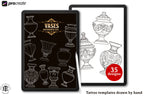 Procreate tattoo art, 35 vases drawn by hand ~ ready made tattoo templates