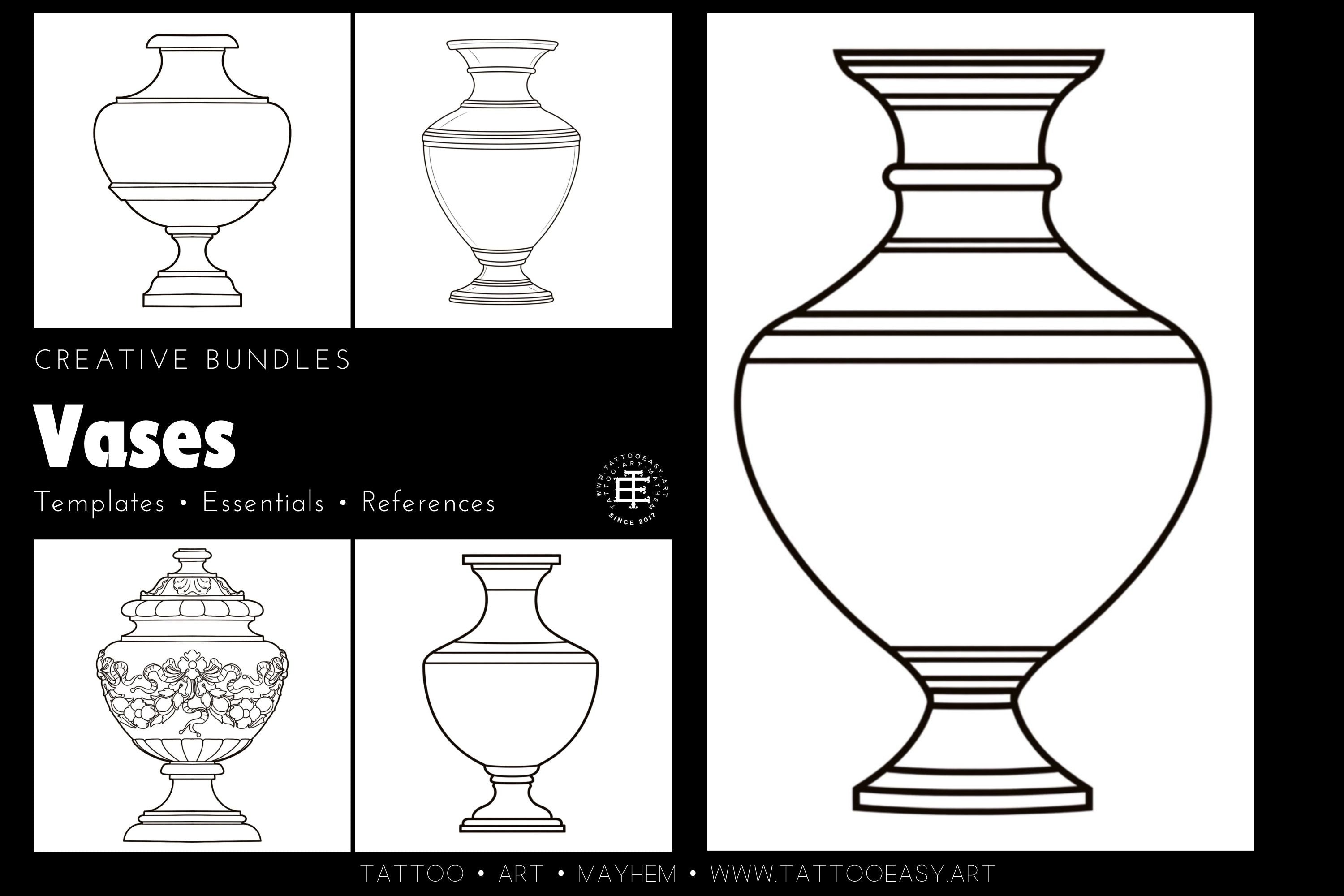 Procreate tattoo art, 35 vases drawn by hand ~ ready made tattoo templates