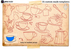 Procreate, Tea party, 35 designs drawn by hand ~ ready made tattoo templates