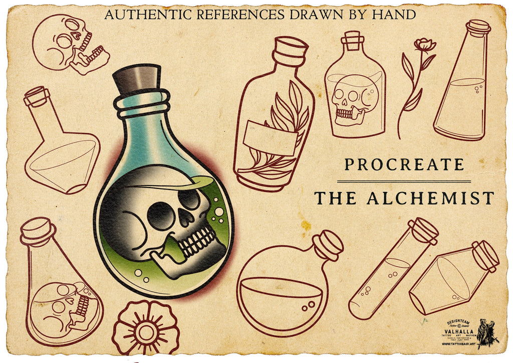 Procreate, The Alchemist 1 - 65 custom designs drawn by hand!