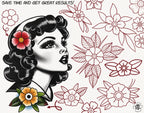 Procreate - Garden Essentials, Tattoo Leaves & Flowers, Fineline, hand drawn, Commercial Use