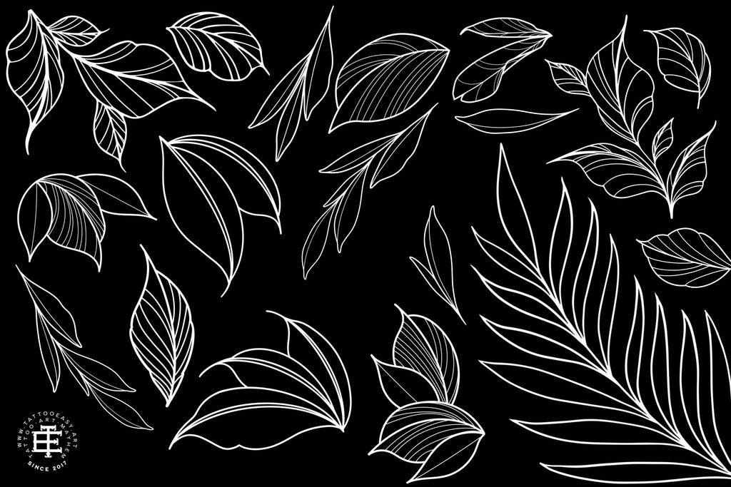 Procreate - Garden Essentials, Tattoo Leaves & Flowers, Fineline, hand drawn, Commercial Use