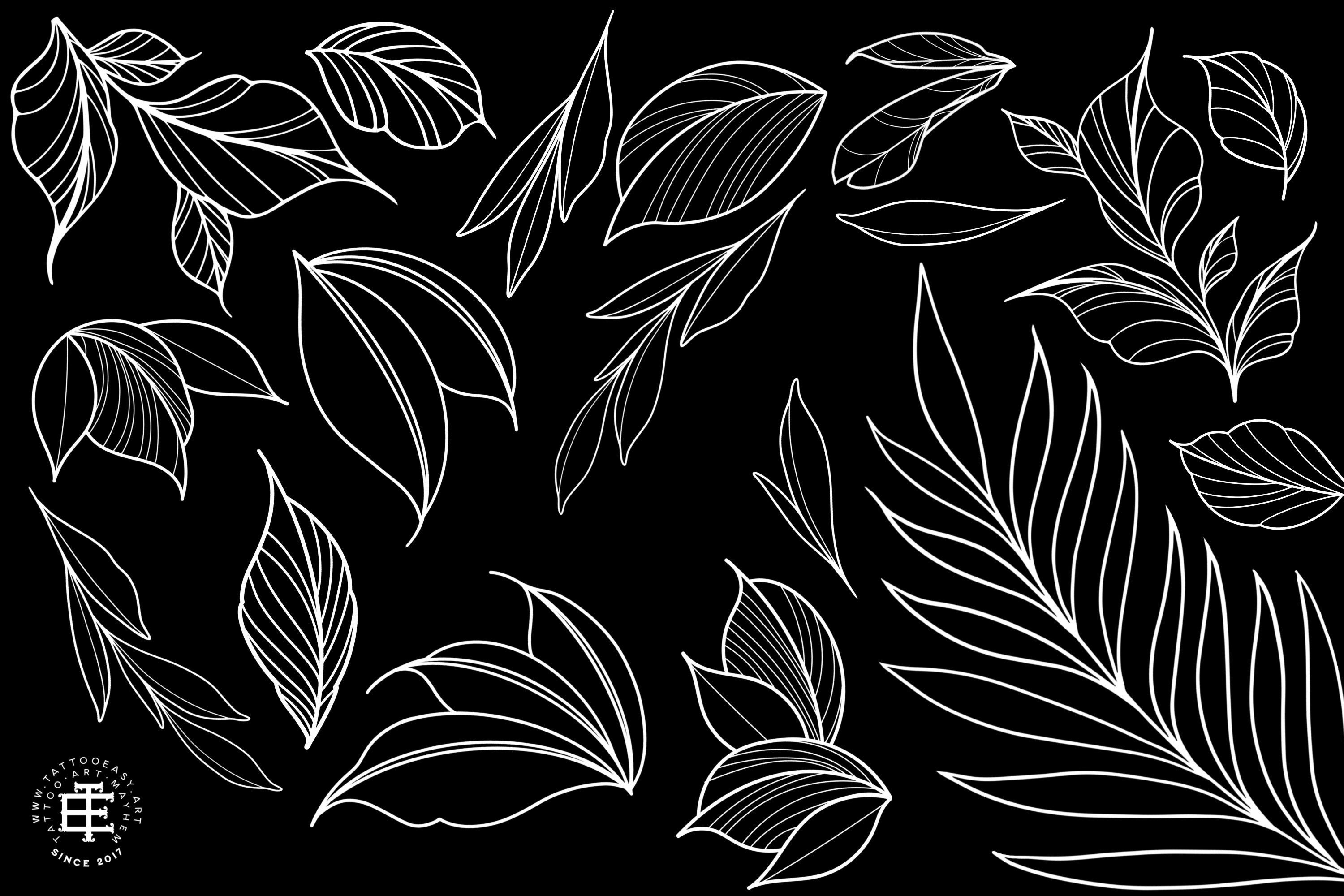 Procreate - Garden Essentials, Tattoo Leaves & Flowers, Fineline, hand drawn, Commercial Use