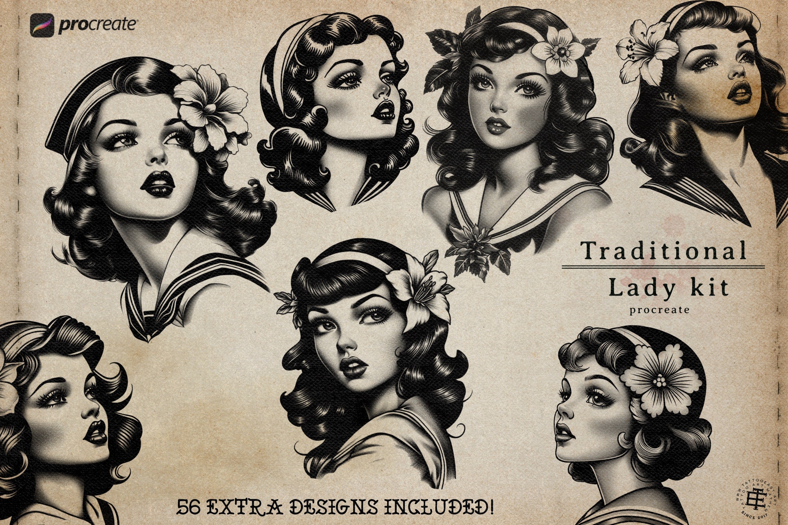 Procreate ~ The traditional lady diy kit