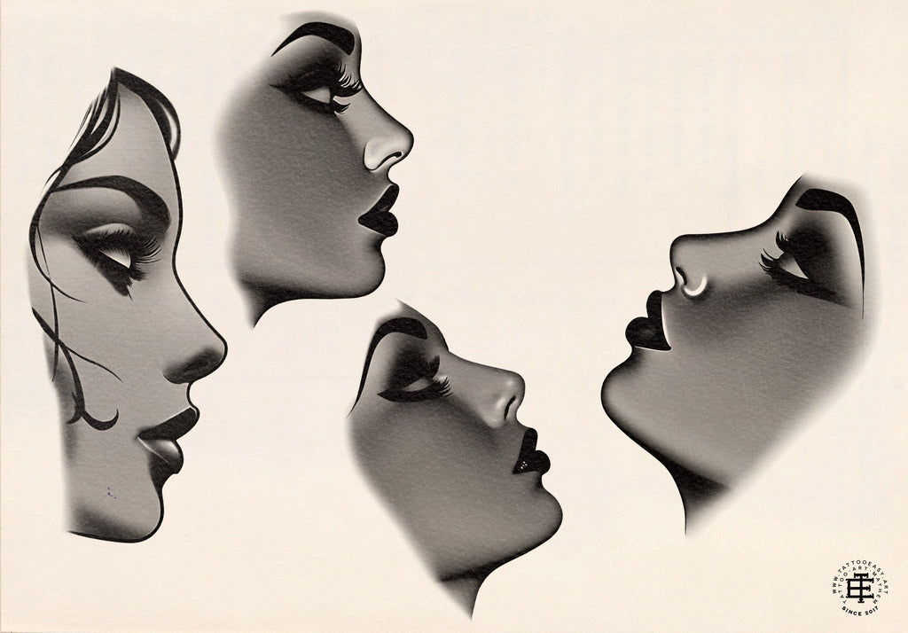 Neo-Traditional Tattoo References, Procreate Stamps & Flash Art, Procreate/Photoshop 300+