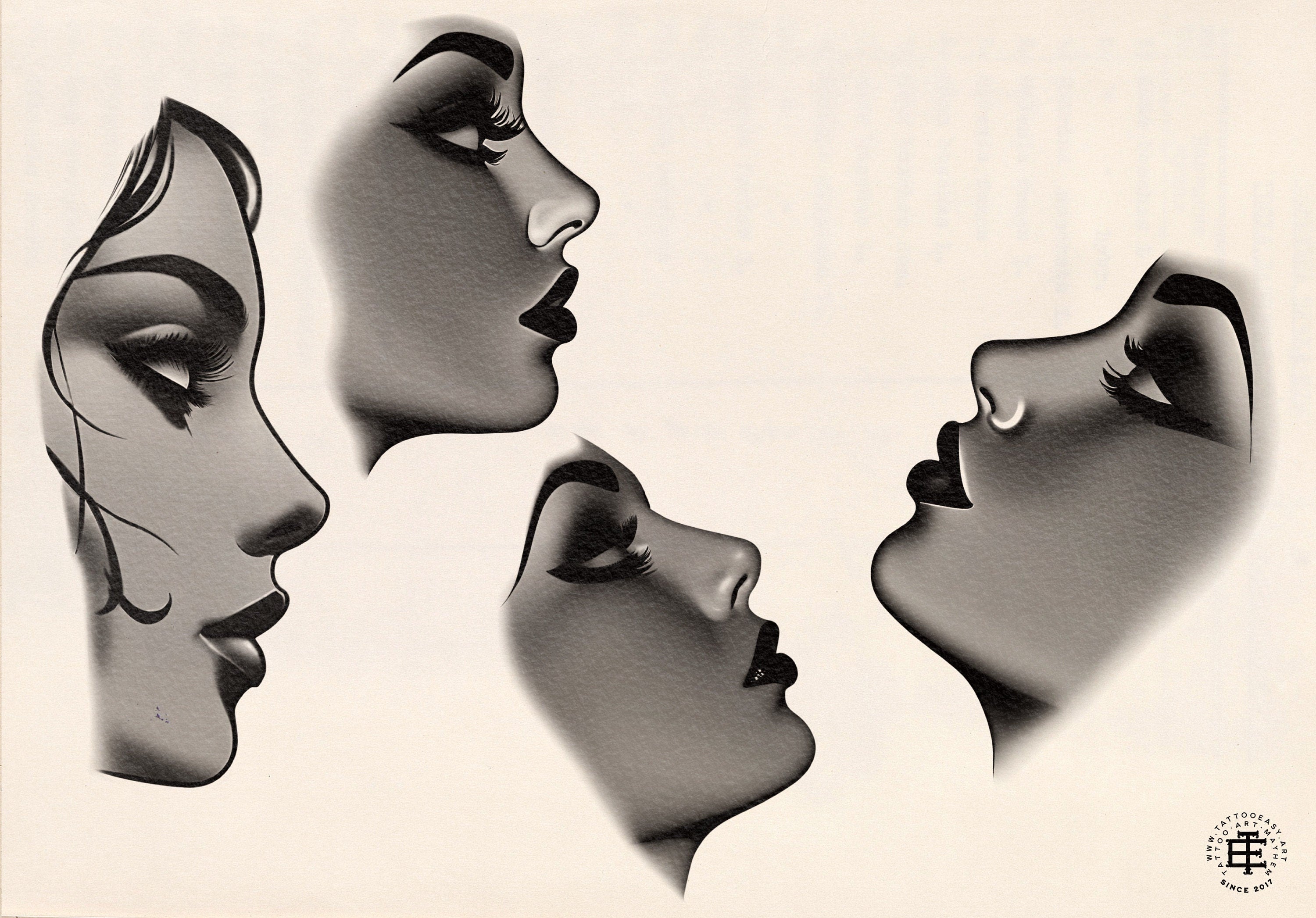 Neo-Traditional Tattoo References, Procreate Stamps & Flash Art, Procreate/Photoshop 300+