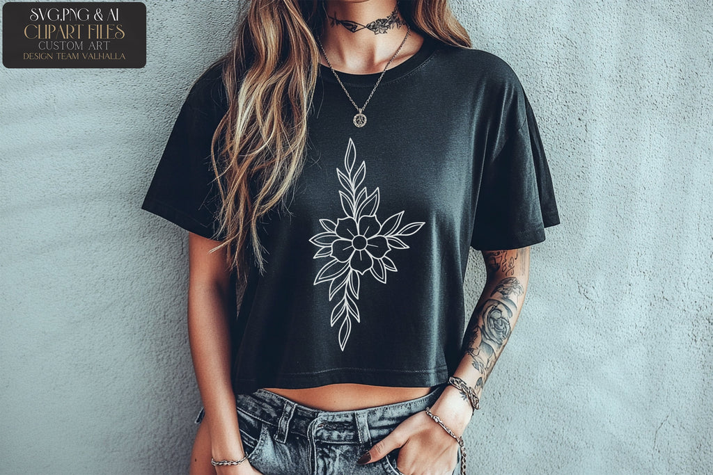 100 tattoo inspired flowers drawn by hand - .svg .png .ai & Procreate format included