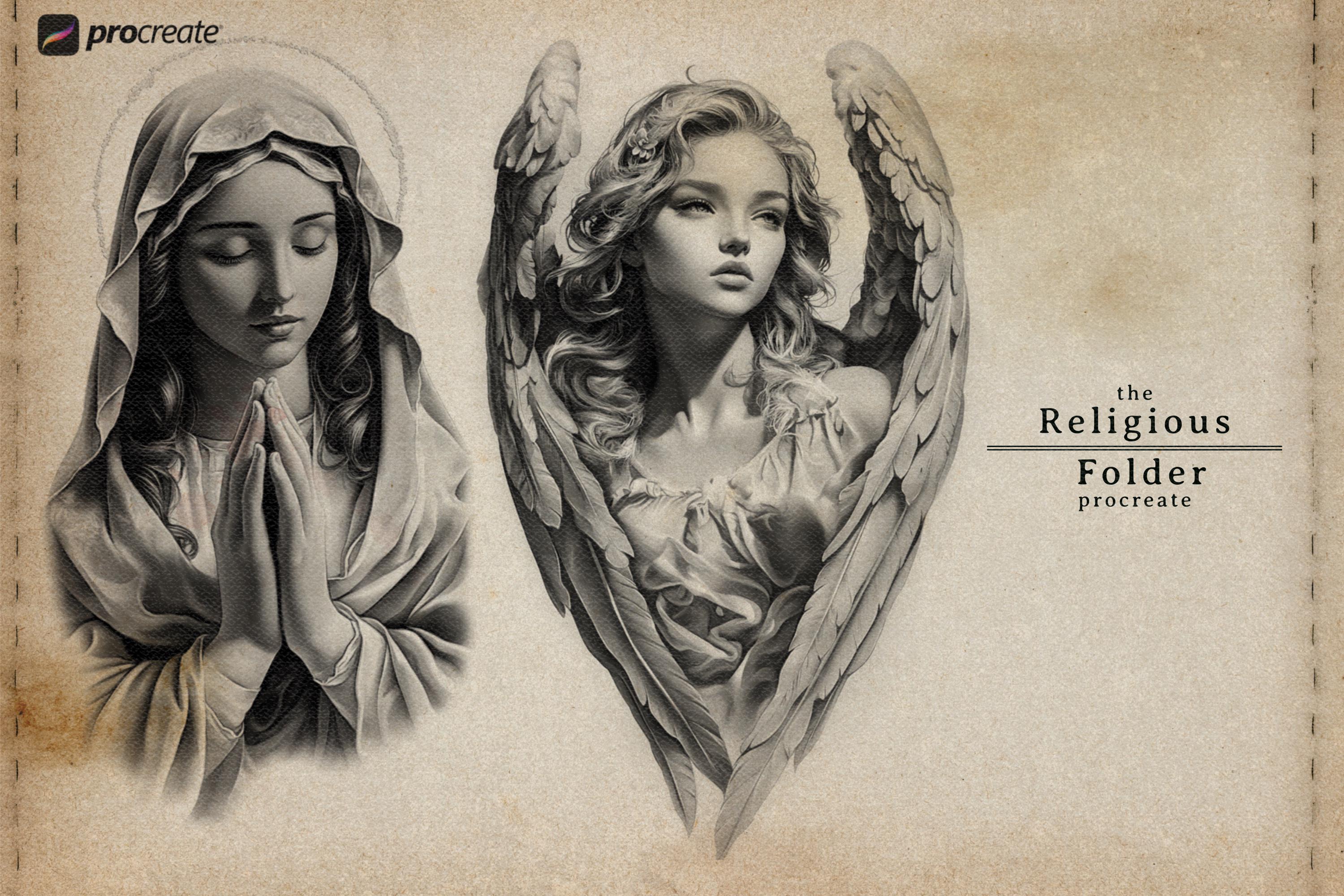 Procreate, Religious reference folder, 200 artworks, png, procreate stamps &pdf included