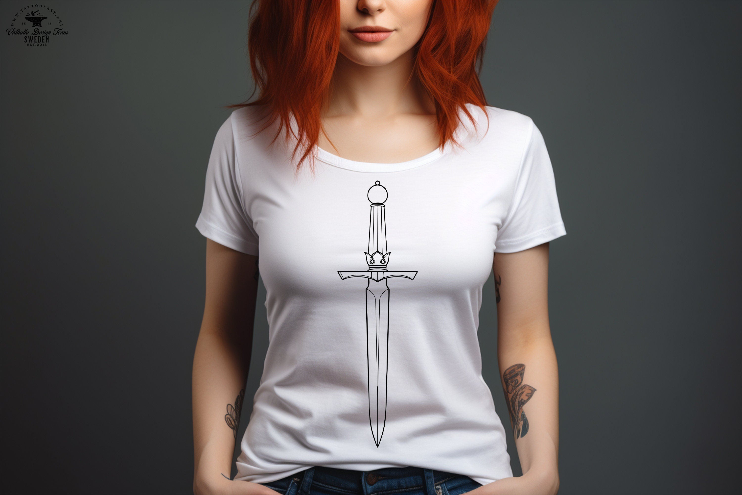 Dagger Tattoo Clipart, Outlined Dagger Designs (AI, SVG, PNG)