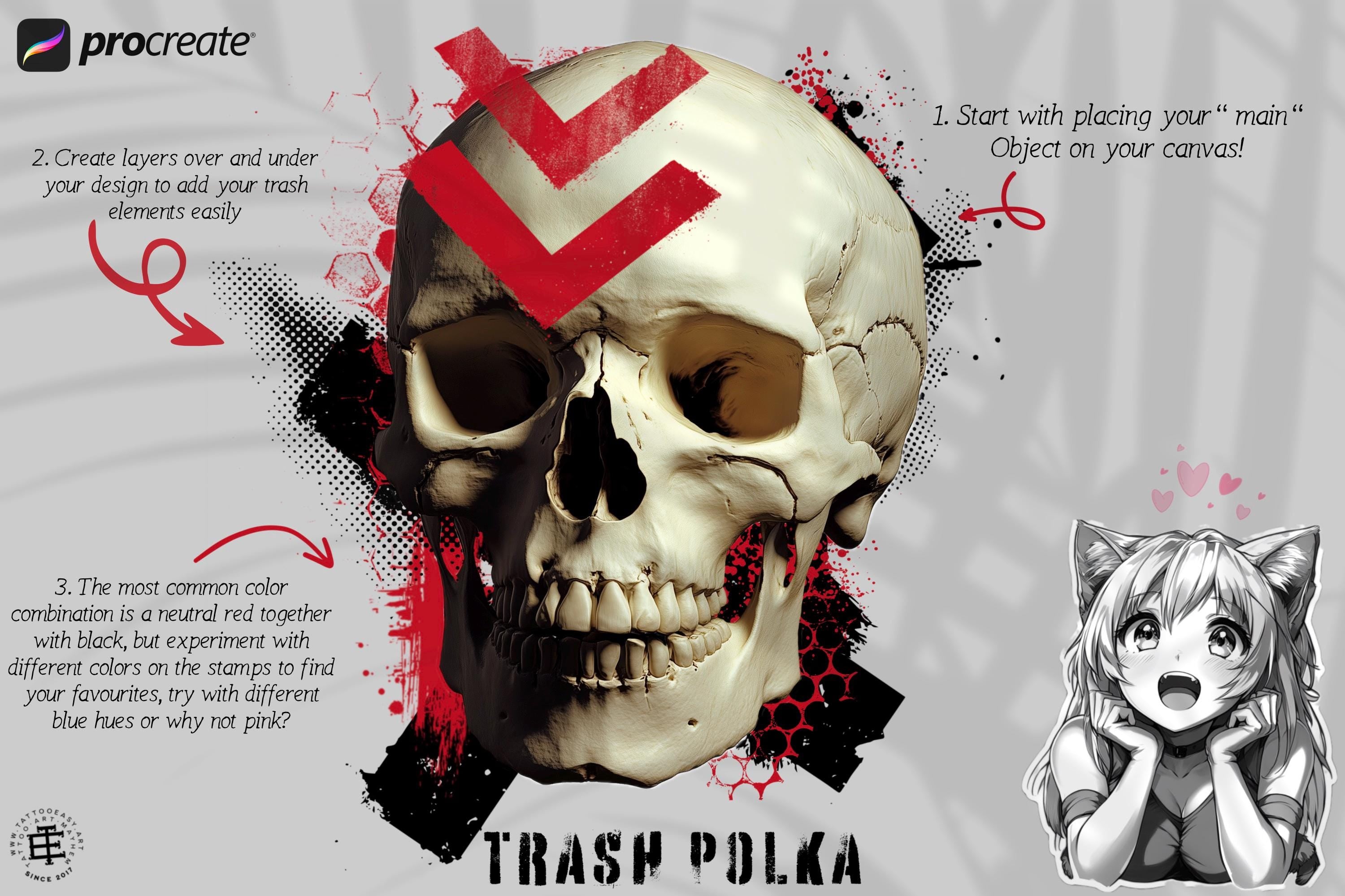 Trash Polka Procreate Kit: 400+ Custom Stamps, Brushes (Digital Download)