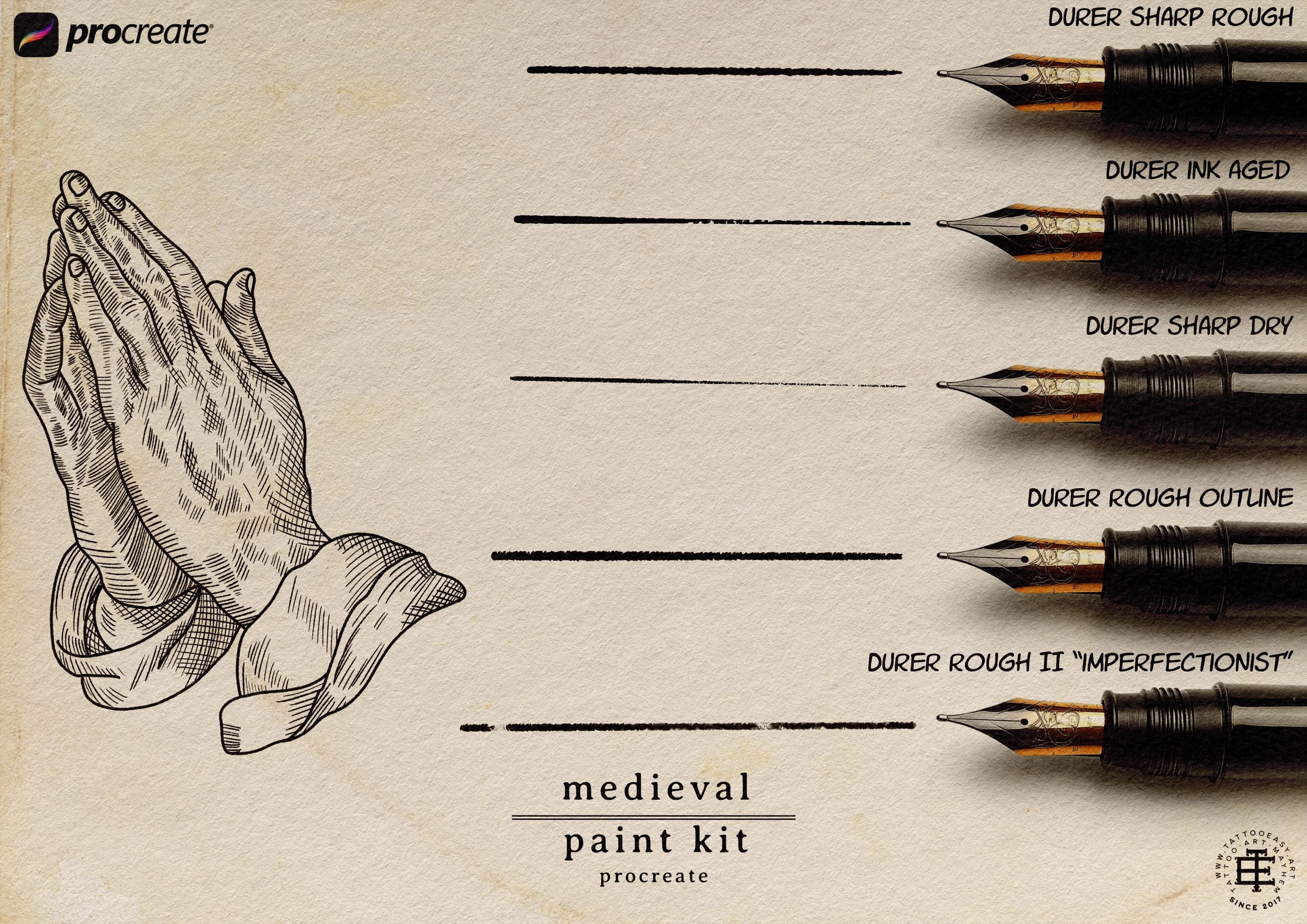 Procreate, Medieval Ink ~ 235+ custom made brushes inspired by the dark ages