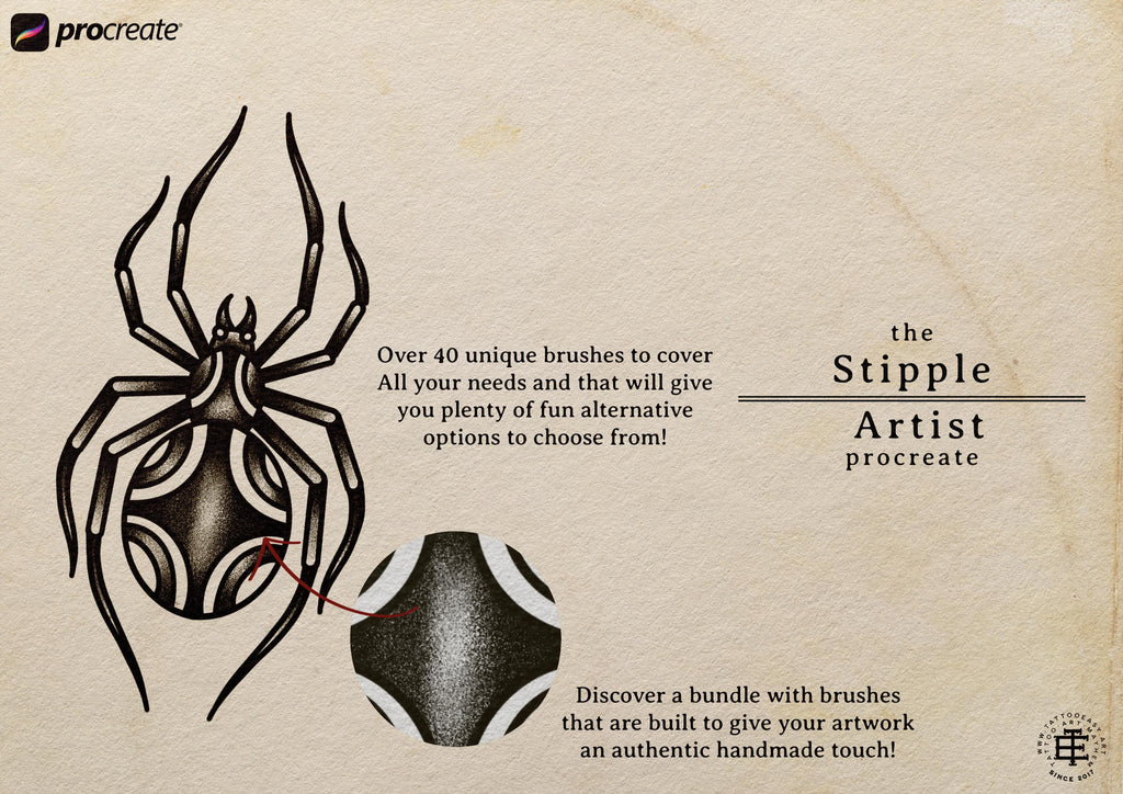 Procreate Stipple Brushes: 62 Custom Tattoo Shaders (Digital Download)