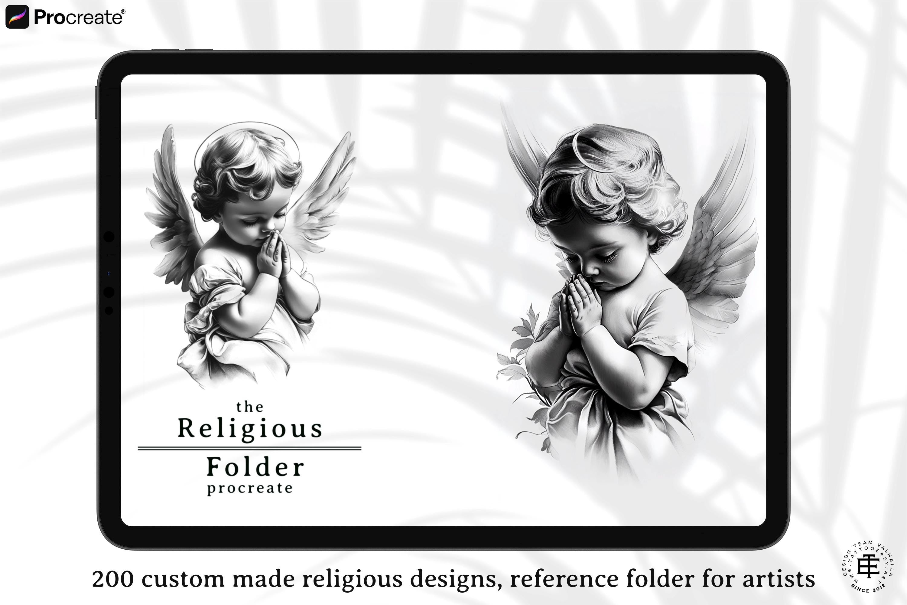 Procreate, Religious reference folder, 200 artworks, png, procreate stamps &pdf included
