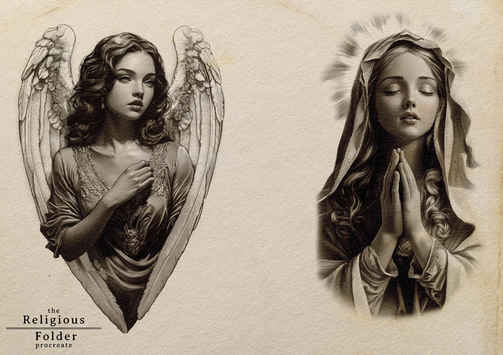 Procreate, Religious reference folder, 200 artworks, png, procreate stamps &pdf included