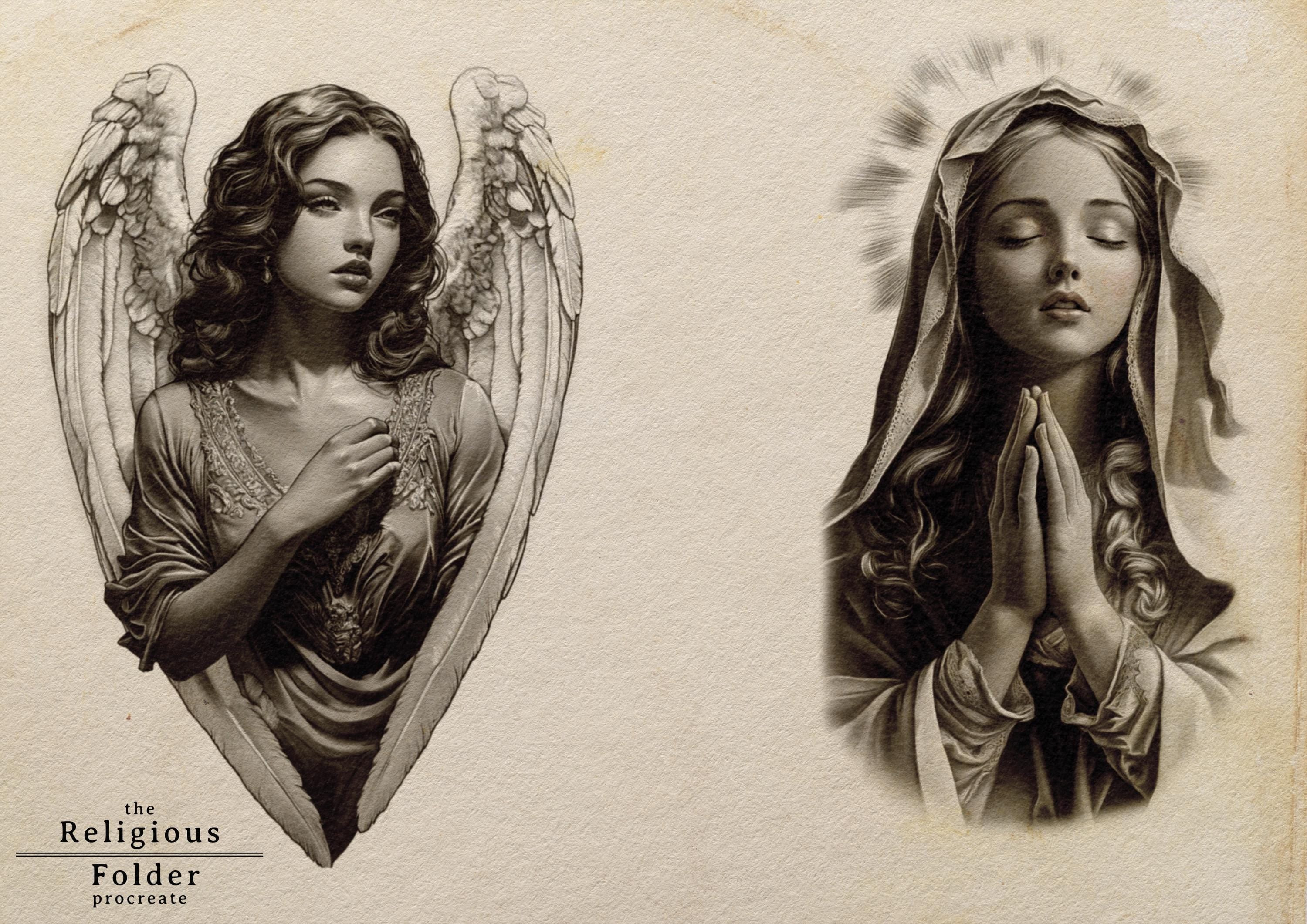 Procreate, Religious reference folder, 200 artworks, png, procreate stamps &pdf included