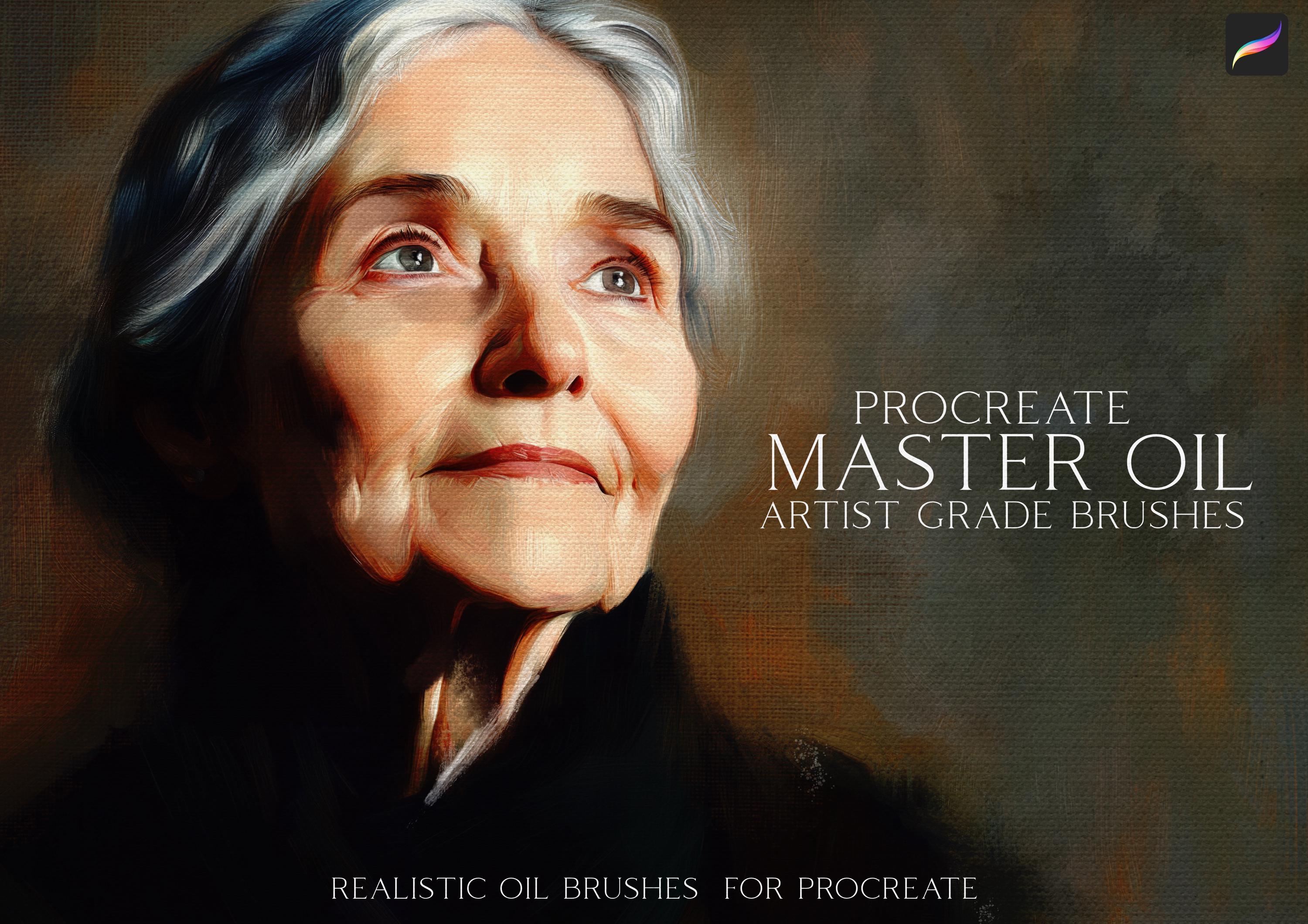 Master Oil Procreate Brush Set: 66 Custom Brushes, 4 Canvases