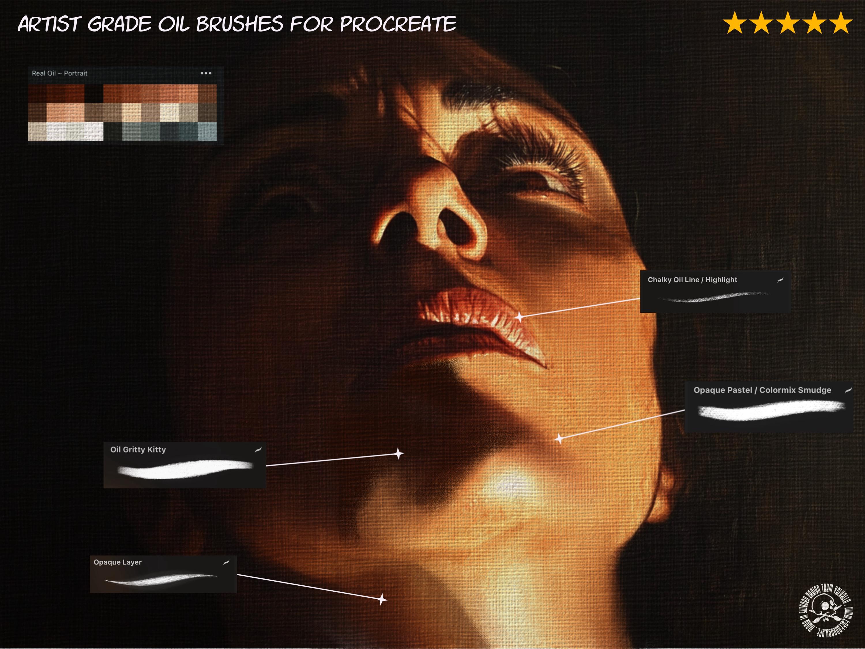 Master Oil Procreate Brush Set: 66 Custom Brushes, 4 Canvases