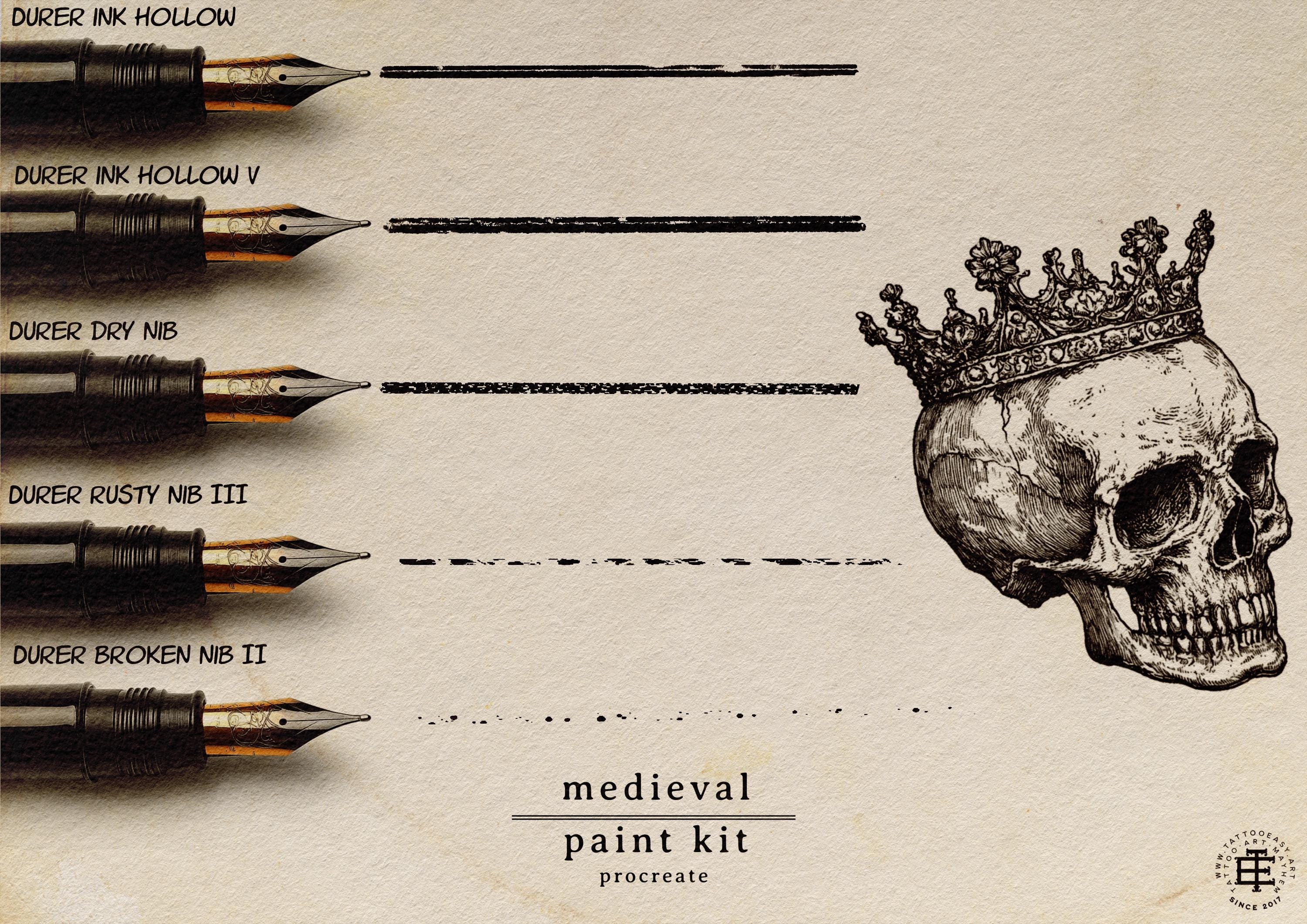 Procreate, Medieval Ink ~ 235+ custom made brushes inspired by the dark ages