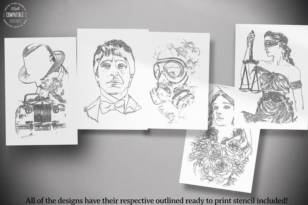 Tattoo Realism Design Bundle: 120+ Stencil-Ready PNG References