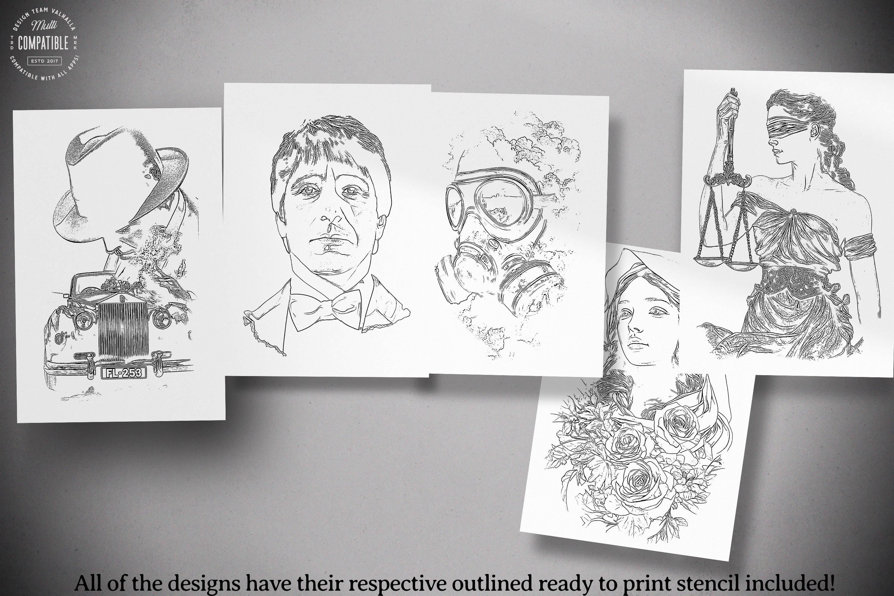 Tattoo Realism Design Bundle: 120+ Stencil-Ready PNG References