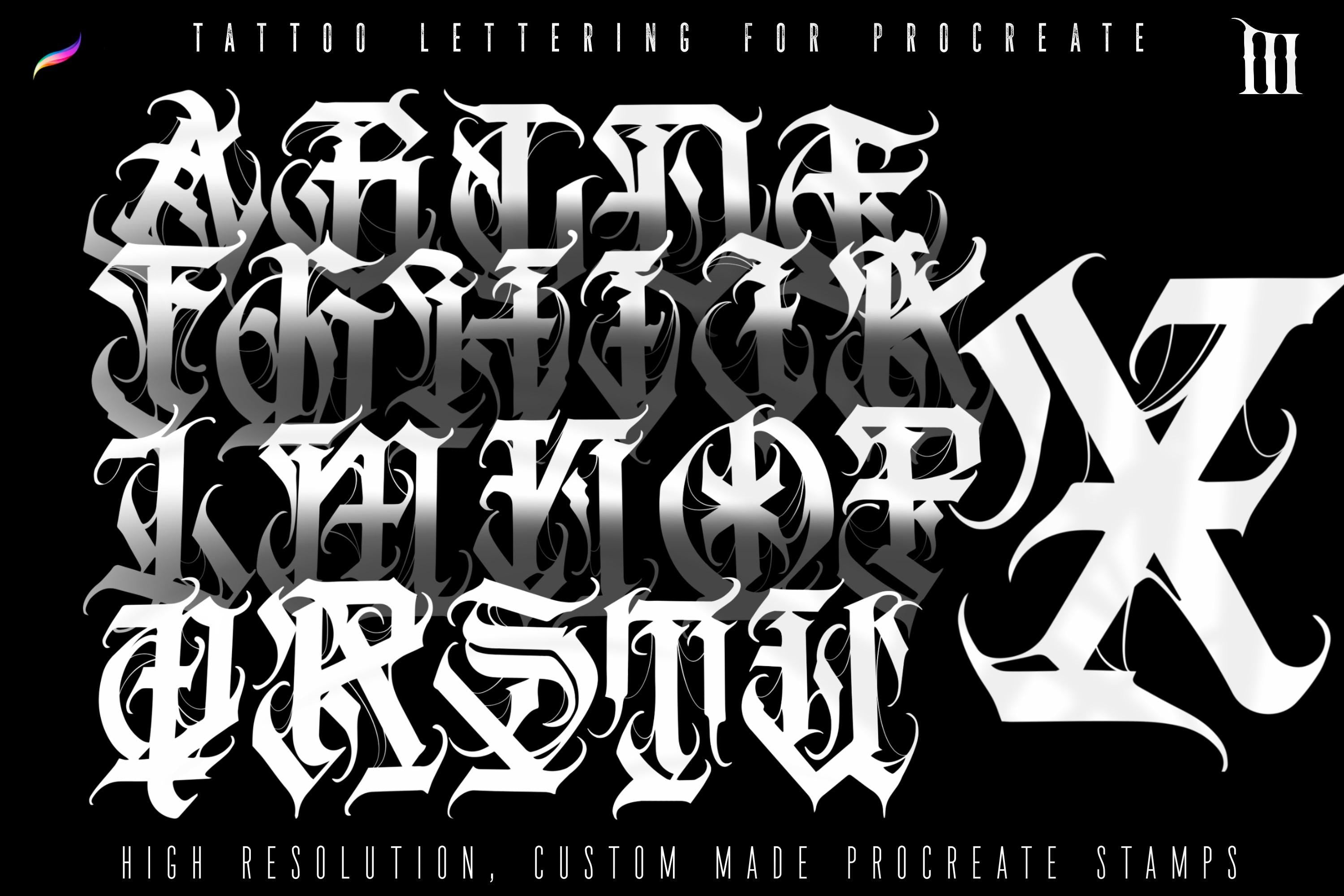 Tattoo Lettering Procreate Brushes, Stamps, PNG, SVG digital download