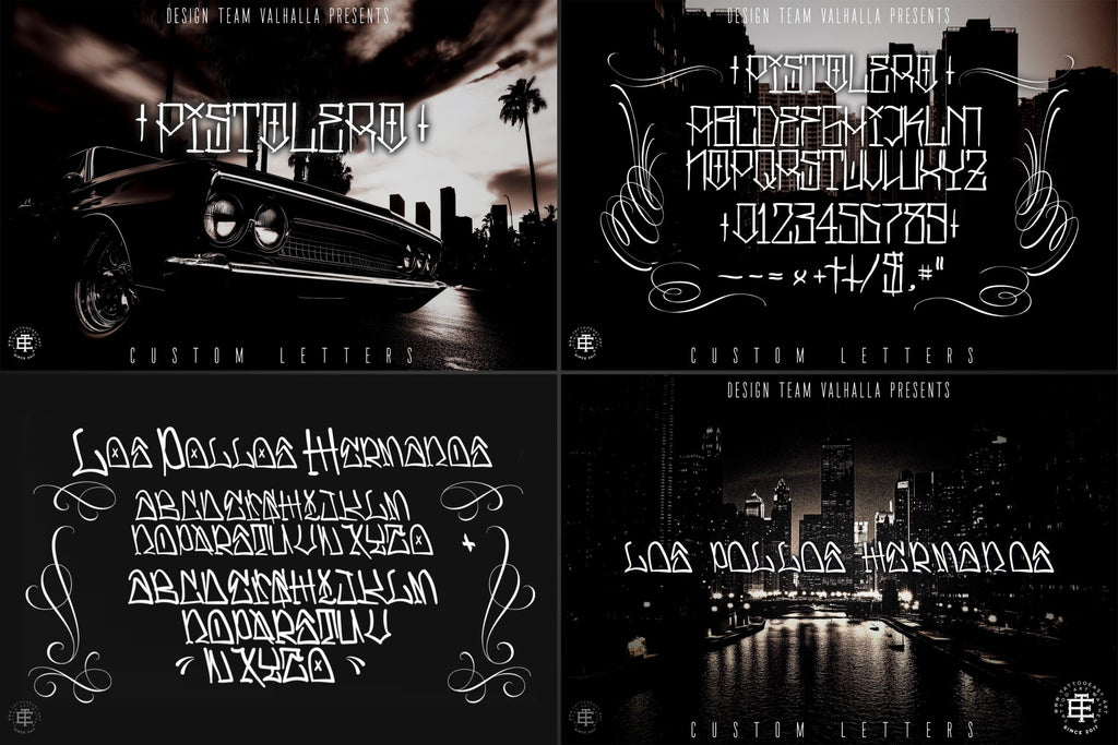 Tattoo font bundle, t-shirt / logo design, 10 Handmade fonts
