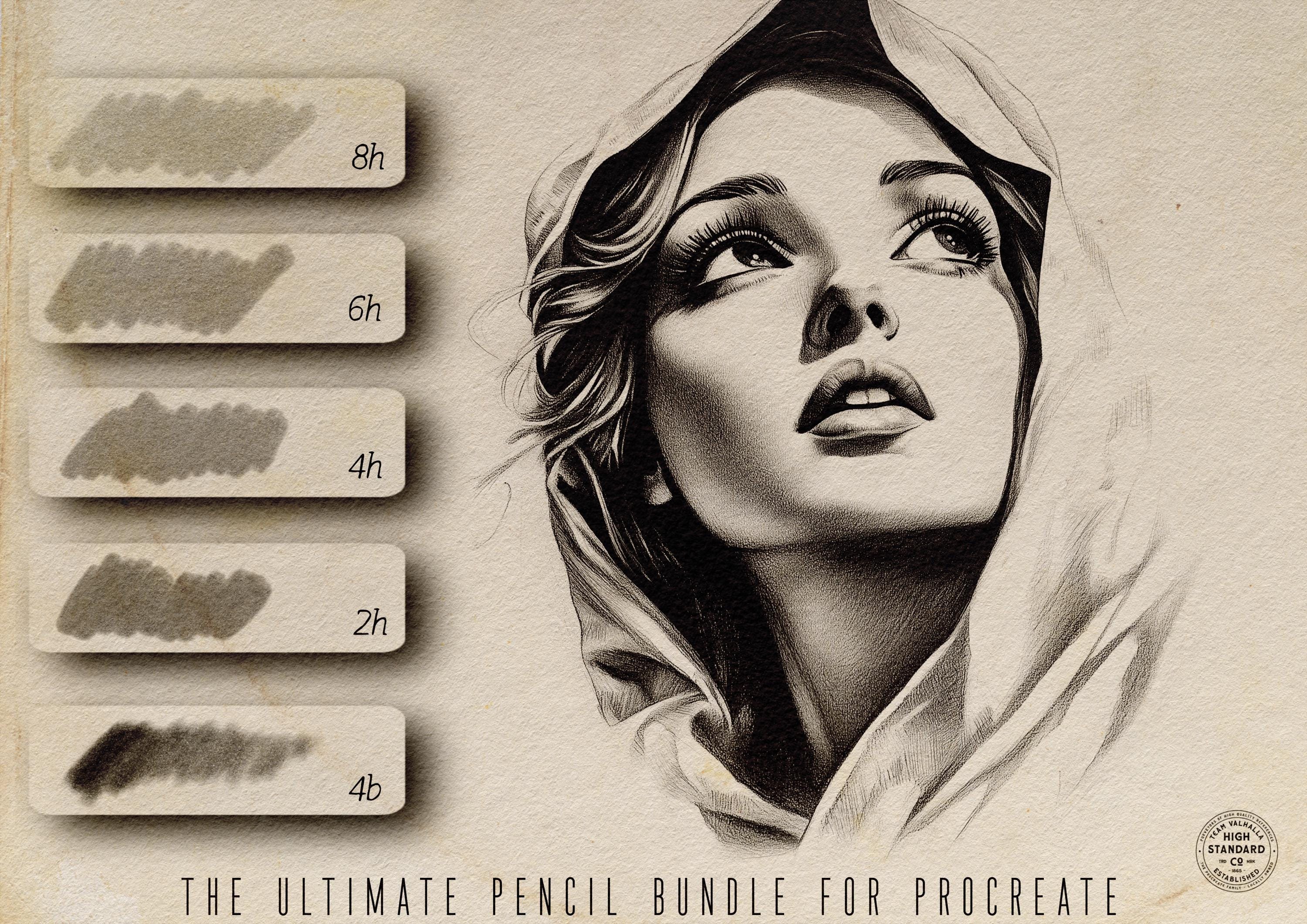 PencilReal ~ realistic pencil brush bundle for Procreate, XL creative kit!
