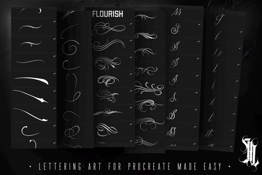 Procreate, Custom Tattoo Lettering Vol.2 / XL bundle 1000+ design elements for Procreate