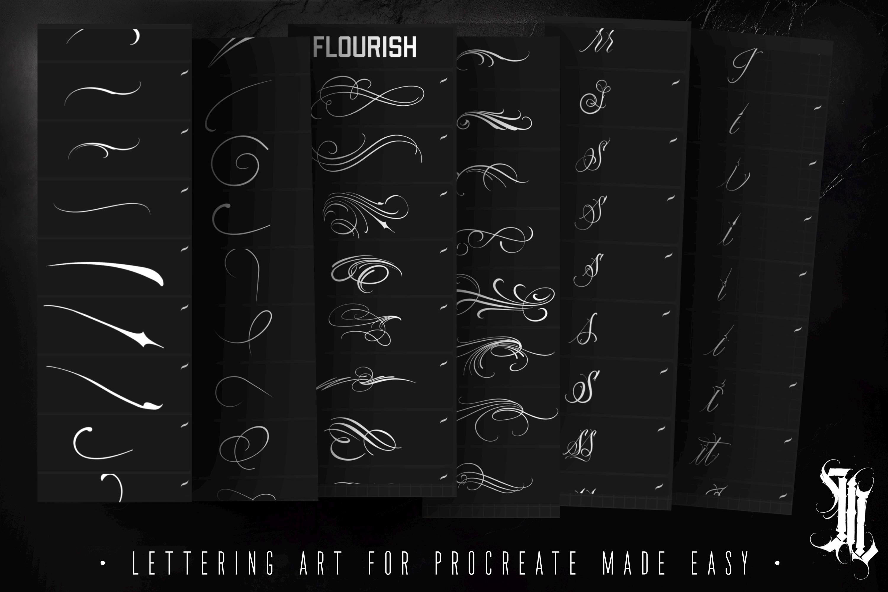 Procreate, Custom Tattoo Lettering Vol.2 / XL bundle 1000+ design elements for Procreate