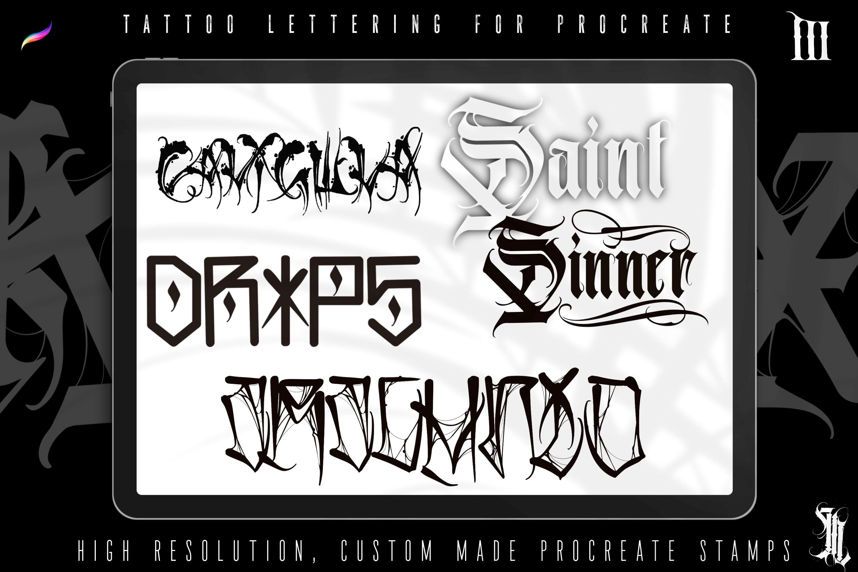 Tattoo Lettering Procreate Brushes, Stamps, PNG, SVG digital download